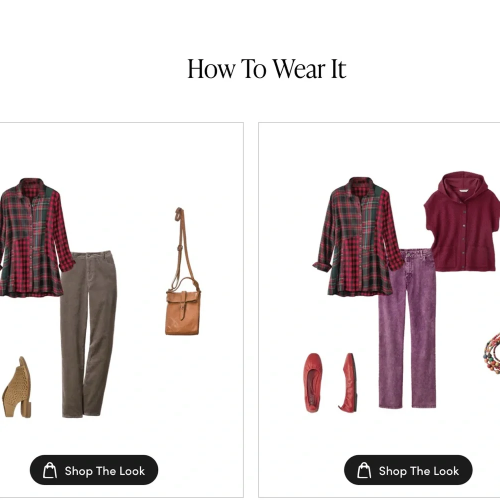 Coldwater Creek Festive Red/Green Mixed-up Plaid Tunic - Picture 5 of 5